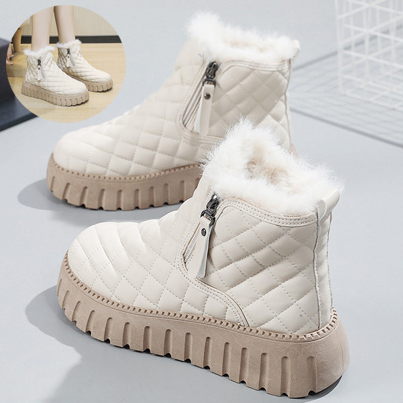 Holly – Damen Stiefeletten mit Karomuster und Plüschfutter