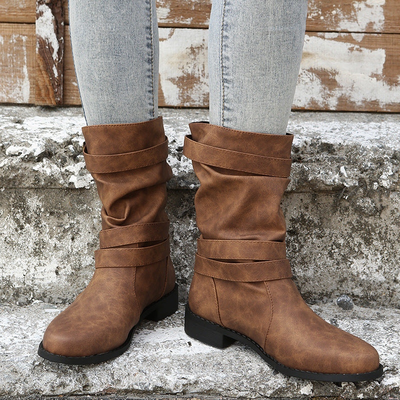 Georgina – Vintage Damenstiefel mit Verstellbarer Schnalle