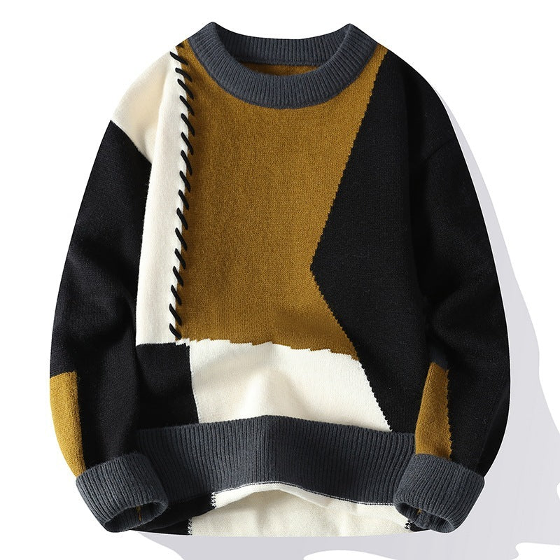 Laurence – Herren Pullover mit Farbakzent Patchwork