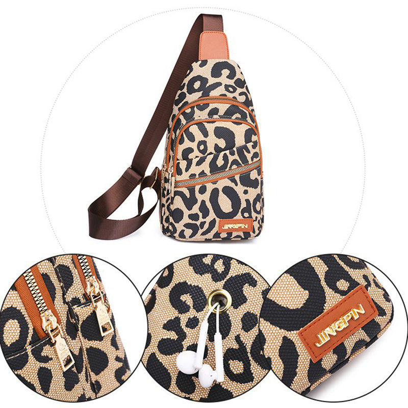 Natasha – Leopard Slingtasche mit Kopfhöreranschluss