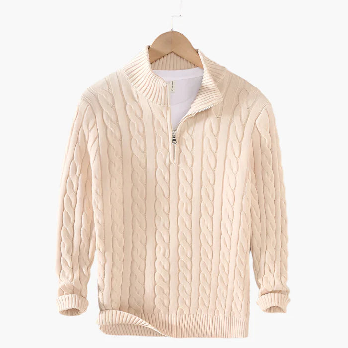 Herren Strickpullover mit Zopfmuster – Klassischer Freizeit- und Business-Look