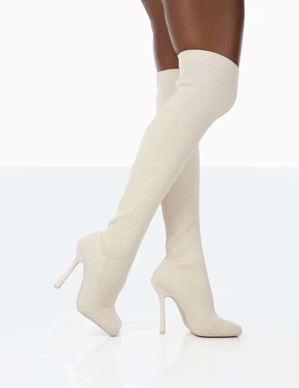 Lydia – Damen Overknee-Stiefel aus Wildleder mit hohem Absatz