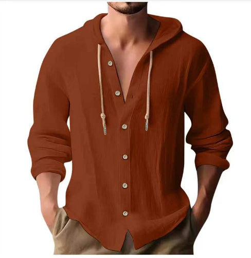 Andy – Kapuzenpullover aus Baumwolle und Leinen mit Knopfleiste