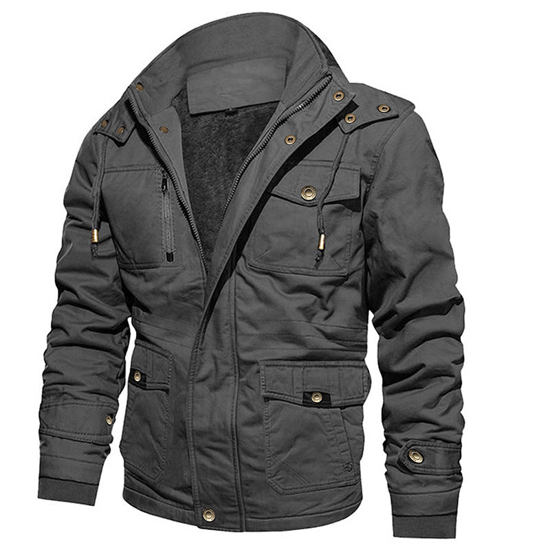 Neil – Kapuzenjacke aus Baumwolle mit Vintage-Stil und Fleece-Futter