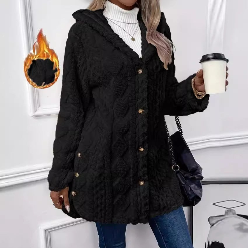 Ruby – Kapuzen-Cardigan mit Knöpfen für Damen