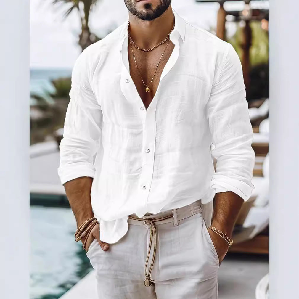 Fred – Herrenhemd aus Baumwoll-Leinen im Casual-Stil mit Langarm