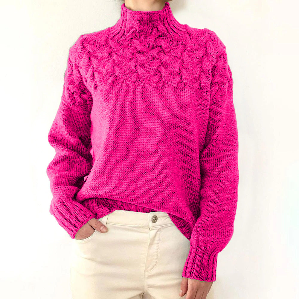 Aaron – Modischer Pullover mit Zopfstrick und hohem Kragen