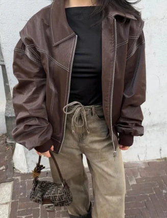 Nicola – Coole Damen-Lederjacke mit Reißverschluss