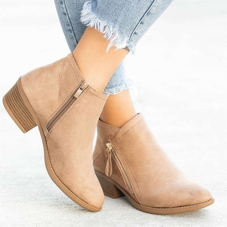 Zoe – Damenstiefeletten mit Seitlichem Reißverschluss und Niedrigem Absatz