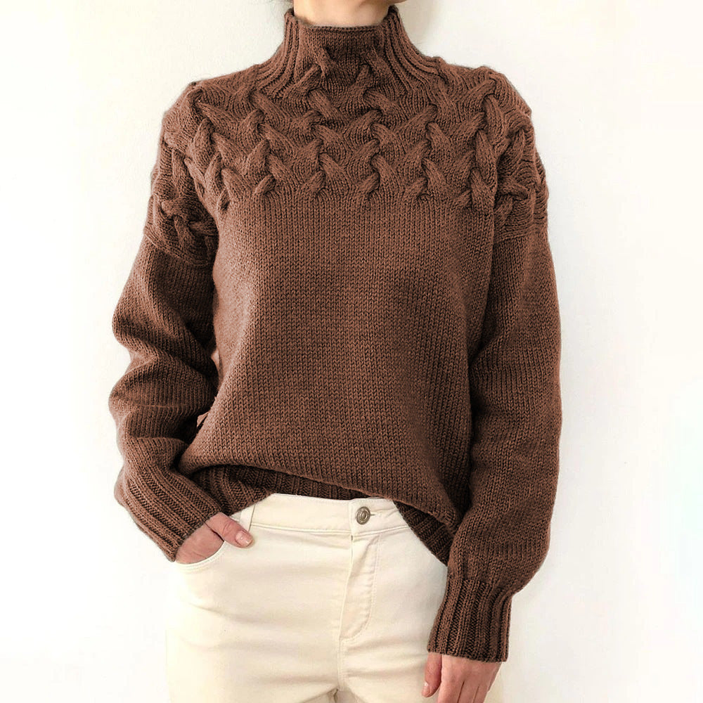 Aaron – Modischer Pullover mit Zopfstrick und hohem Kragen