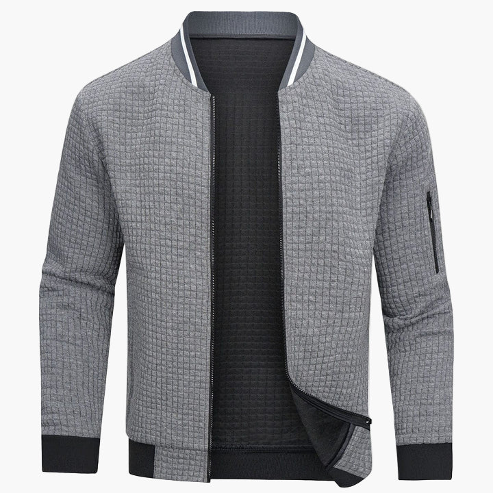 Herren Bomberjacke Modern Minimalistisch Freizeitjacke – Stilvolles Rasterdesign für Alltag und Freizeit