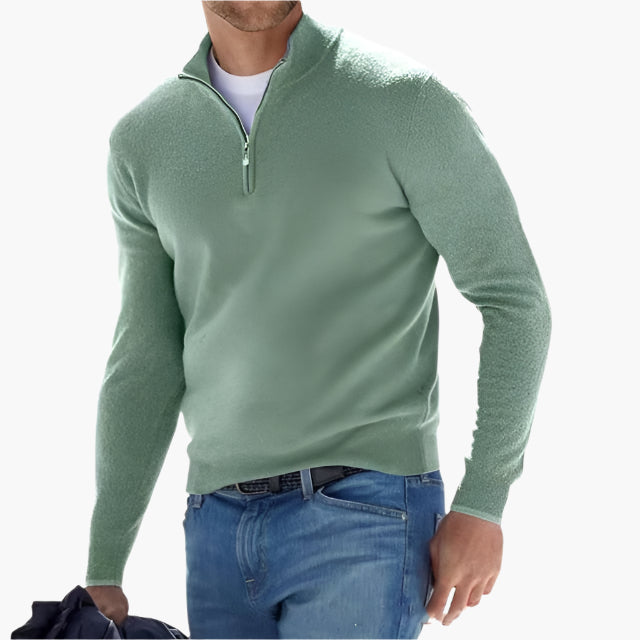 Herren Halbzip-Pullover für Freizeit und Business – Moderner Strickpullover mit Reißverschluss