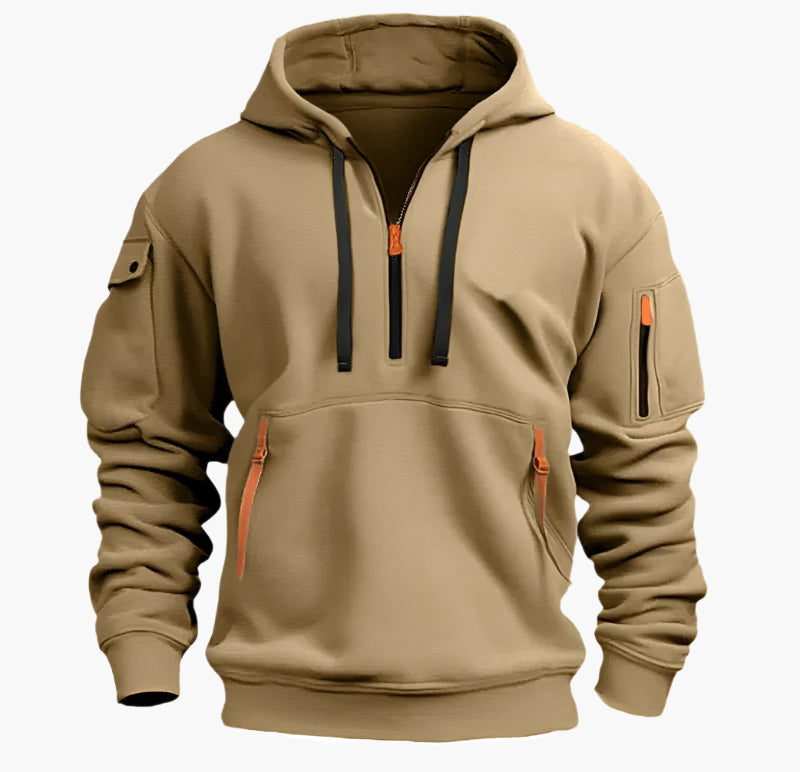 Herren Kapuzenpullover mit Zipper und Taschen – Urban Streetwear Hoodie für Alltag und Outdoor