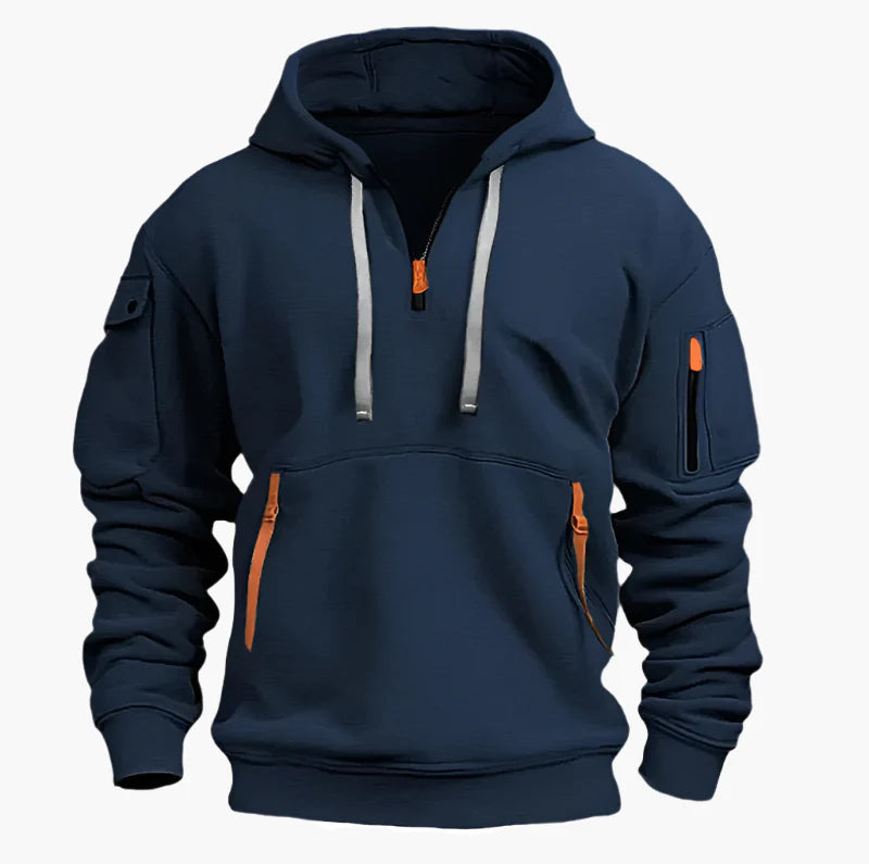 Herren Kapuzenpullover mit Zipper und Taschen – Urban Streetwear Hoodie für Alltag und Outdoor