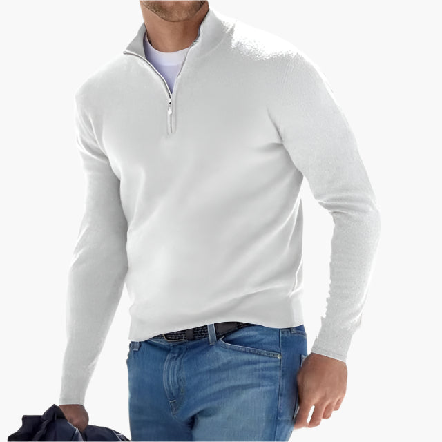 Herren Halbzip-Pullover für Freizeit und Business – Moderner Strickpullover mit Reißverschluss