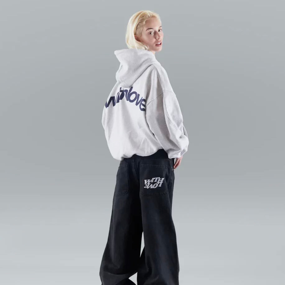 Herren Oversized Hoodie Streetwear mit Kapuze und „withlove“-Print – Urban Casual Style
