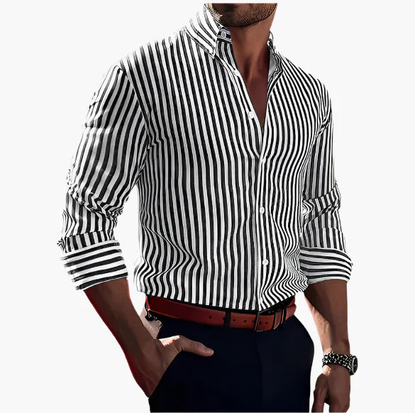 Herren Business Hemd mit Streifen – Elegantes Langarmhemd für Büro & Freizeit