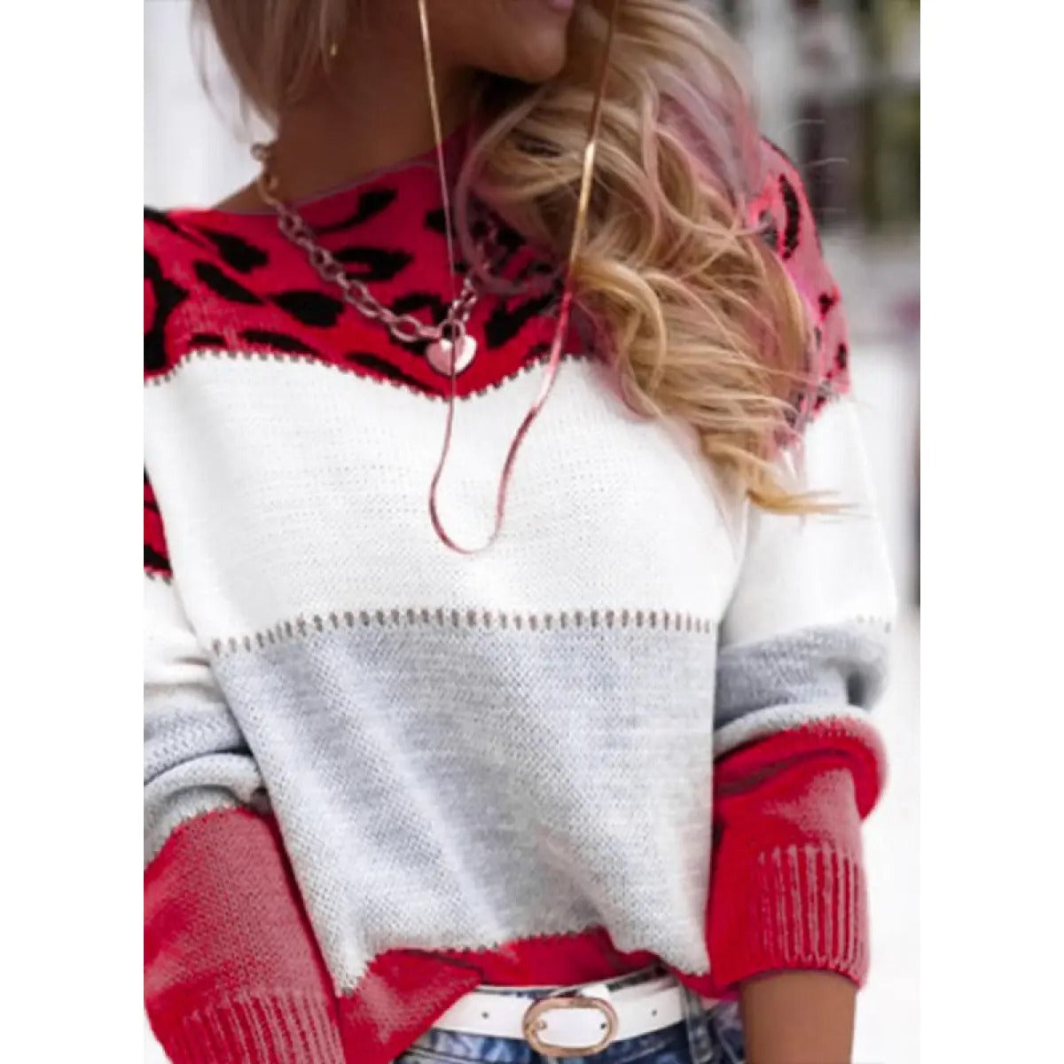 Damen Pullover mit Animal Print – Modischer Strickpullover für Alltag & Freizeit