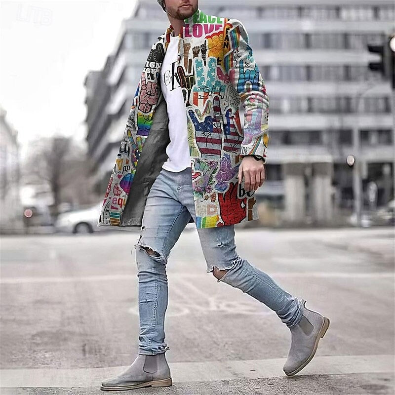 Herren Grafikmantel im Streetstyle – Moderner Statement-Mantel für Alltag & Ausgehen