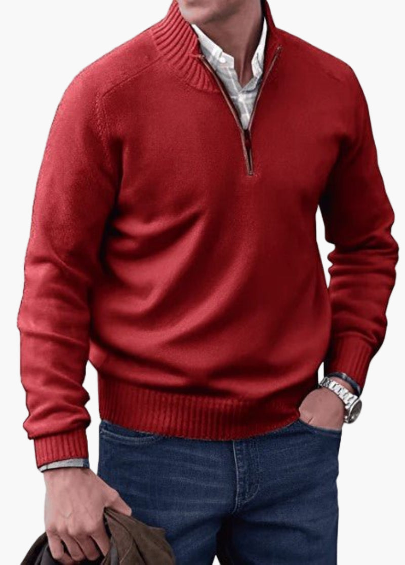 Herren Pullover mit Reißverschluss – Klassischer Strickpullover für Alltag und Büro