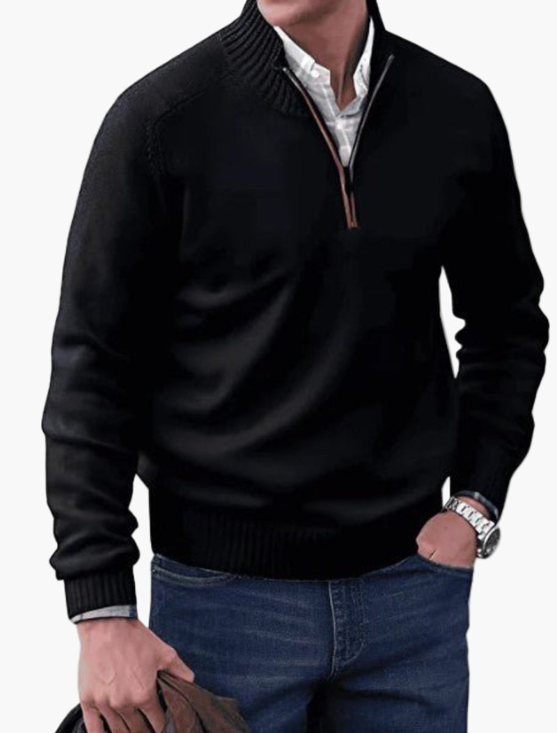 Herren Pullover mit Reißverschluss – Klassischer Strickpullover für Alltag und Büro