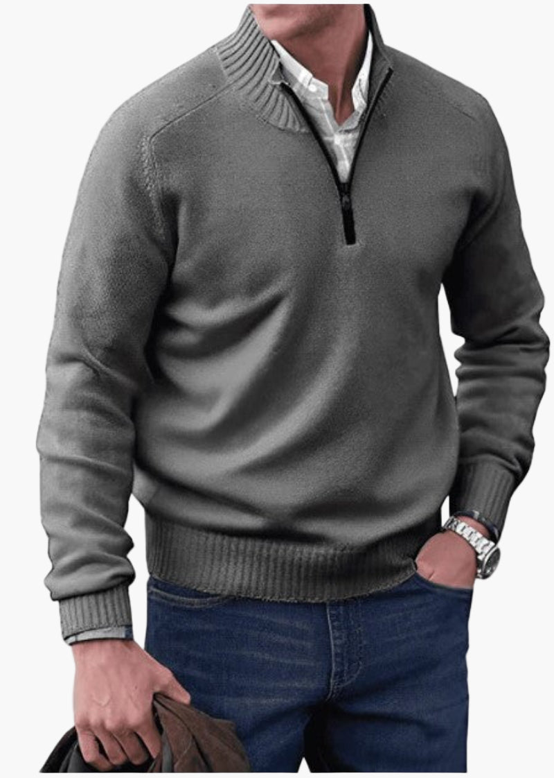 Herren Pullover mit Reißverschluss – Klassischer Strickpullover für Alltag und Büro
