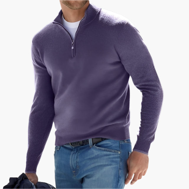Herren Halbzip-Pullover für Freizeit und Business – Moderner Strickpullover mit Reißverschluss