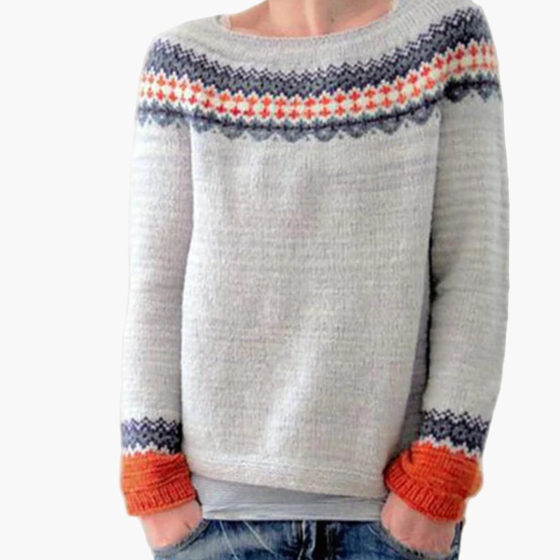 Damen Vintage Strickpullover im Ethno-Stil – Bequemer und Stilvoller Freizeitpullover