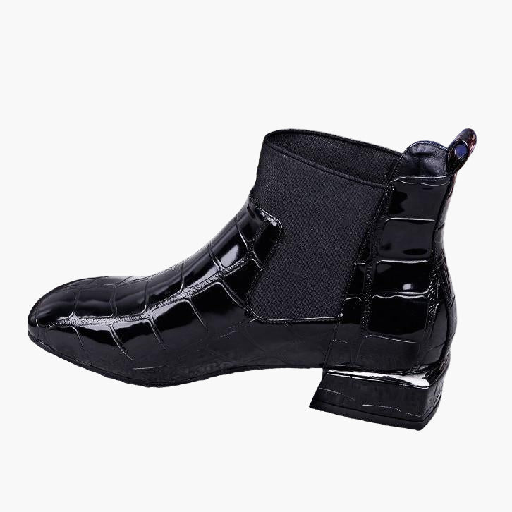 Damen Stiefelette im eleganten Kroko-Look für Herbst und Winter, modischer Komfort für Casual- und Rock-Styles