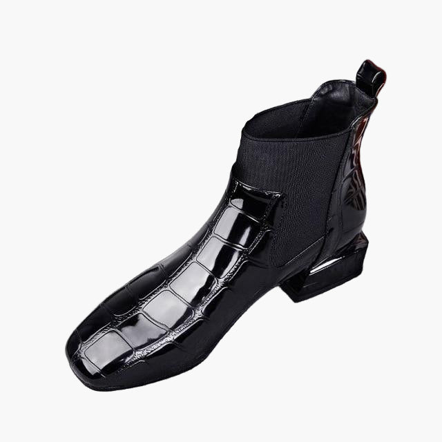 Damen Stiefelette im eleganten Kroko-Look für Herbst und Winter, modischer Komfort für Casual- und Rock-Styles