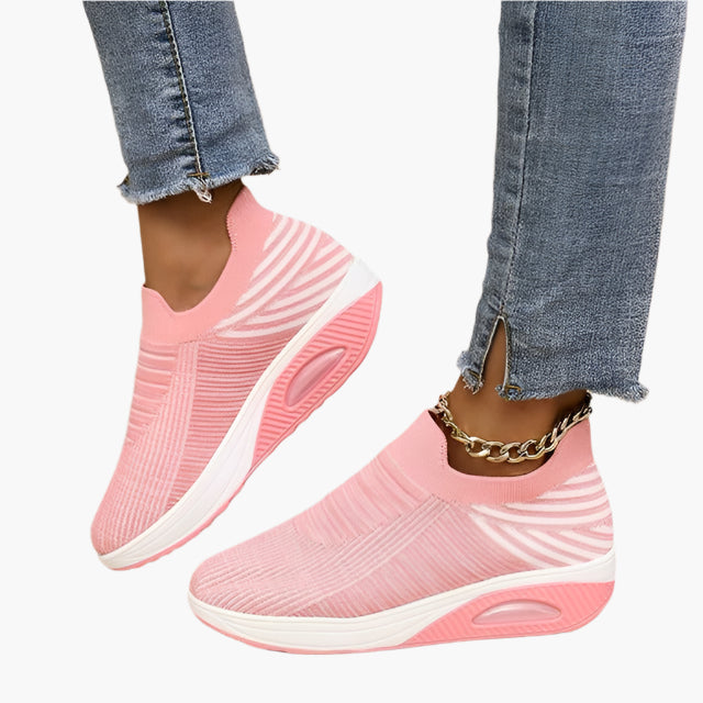 Damen Slip-On Sneaker – Bequeme Freizeitschuhe mit modernem Strickdesign für Alltag und Freizeit