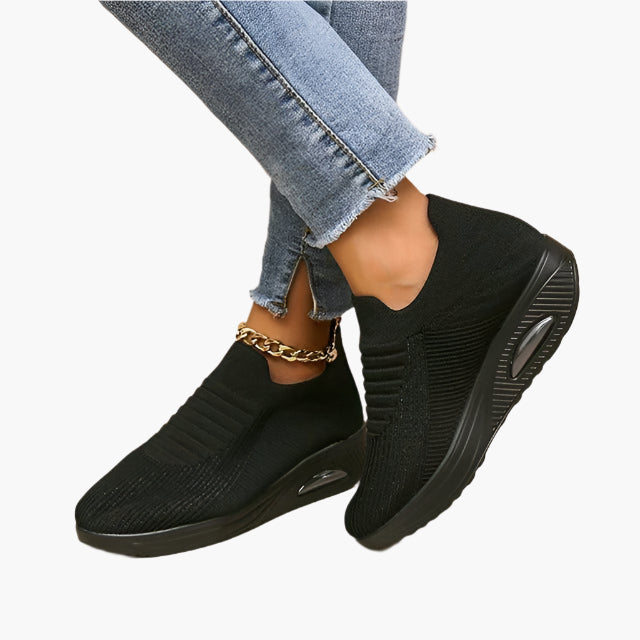 Damen Slip-On Sneaker – Bequeme Freizeitschuhe mit modernem Strickdesign für Alltag und Freizeit