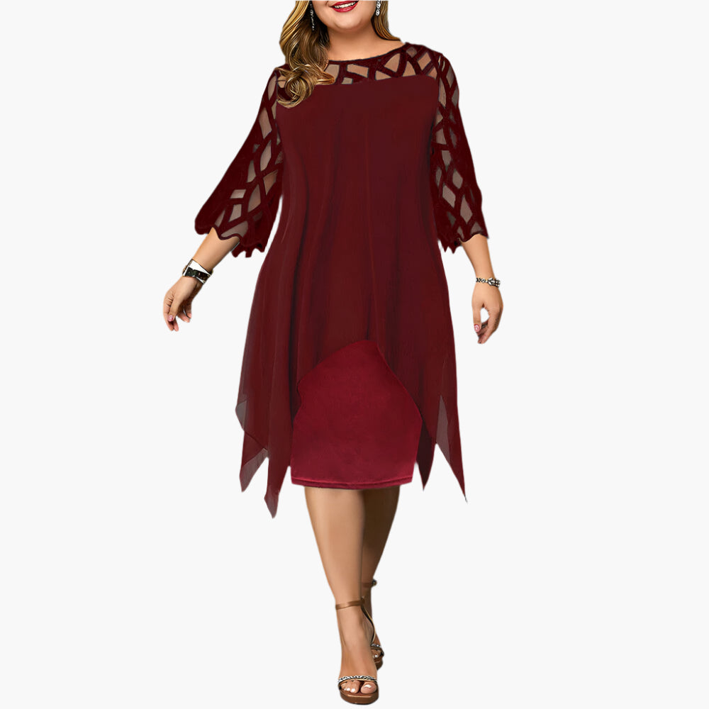 Damen Midikleid Übergröße Elegant mit Spitzeneinsatz – Stilvolles Abendkleid für festliche Anlässe