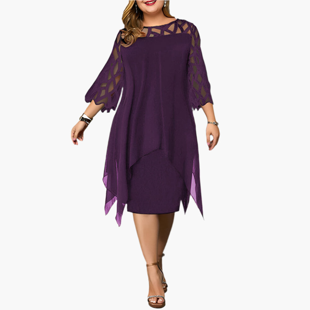 Damen Midikleid Übergröße Elegant mit Spitzeneinsatz – Stilvolles Abendkleid für festliche Anlässe