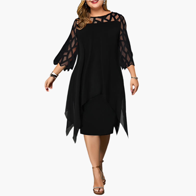 Damen Midikleid Übergröße Elegant mit Spitzeneinsatz – Stilvolles Abendkleid für festliche Anlässe