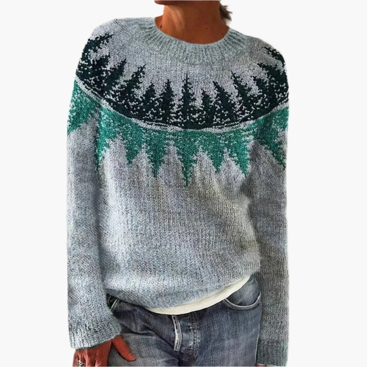 Damen Retro Strickpullover im Vintage-Stil – Bequemer Herbstpullover mit Muster