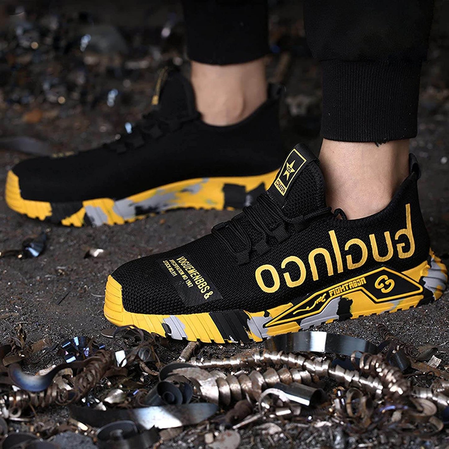 Herren Arbeitsschuhe Sicherheits Sneaker mit Stahlkappe – Atmungsaktive und Leichte Berufsschuhe für Baustelle & Outdoor