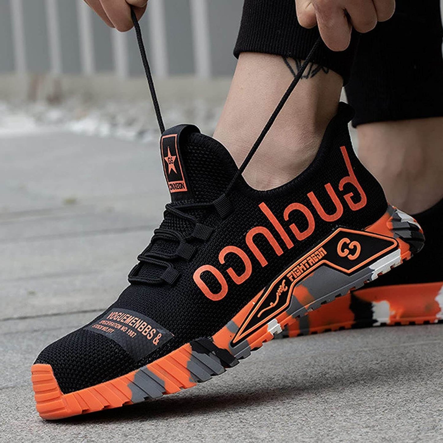 Herren Arbeitsschuhe Sicherheits Sneaker mit Stahlkappe – Atmungsaktive und Leichte Berufsschuhe für Baustelle & Outdoor