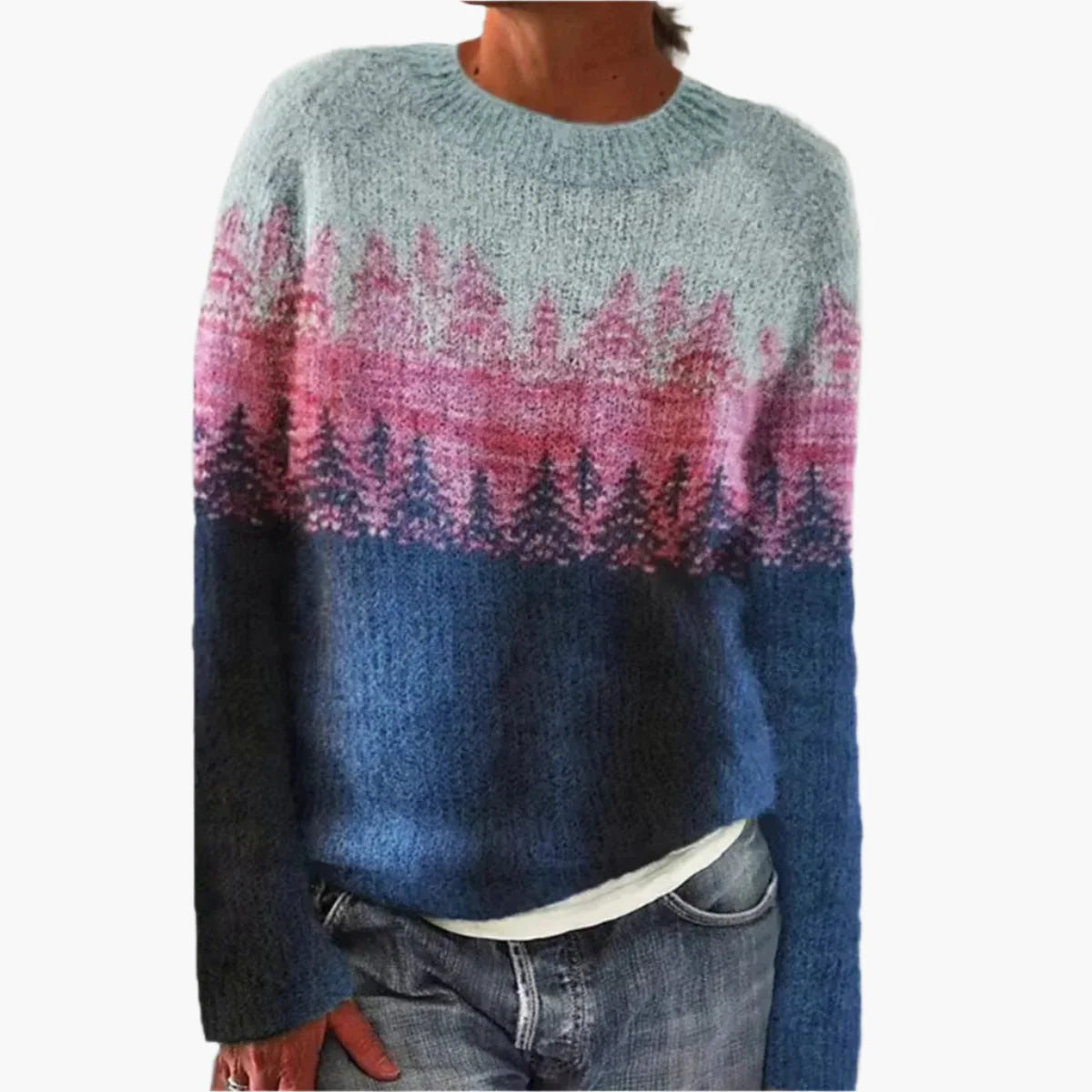 Damen Retro Strickpullover im Vintage-Stil – Bequemer Herbstpullover mit Muster