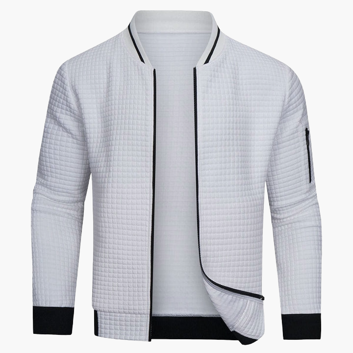 Herren Bomberjacke Modern Minimalistisch Freizeitjacke – Stilvolles Rasterdesign für Alltag und Freizeit