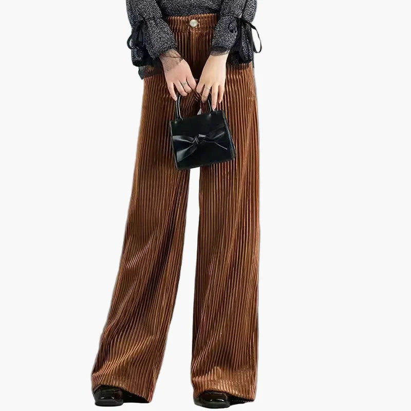 Damen Cord Schlaghose Elegant Weites Bein Freizeit Business