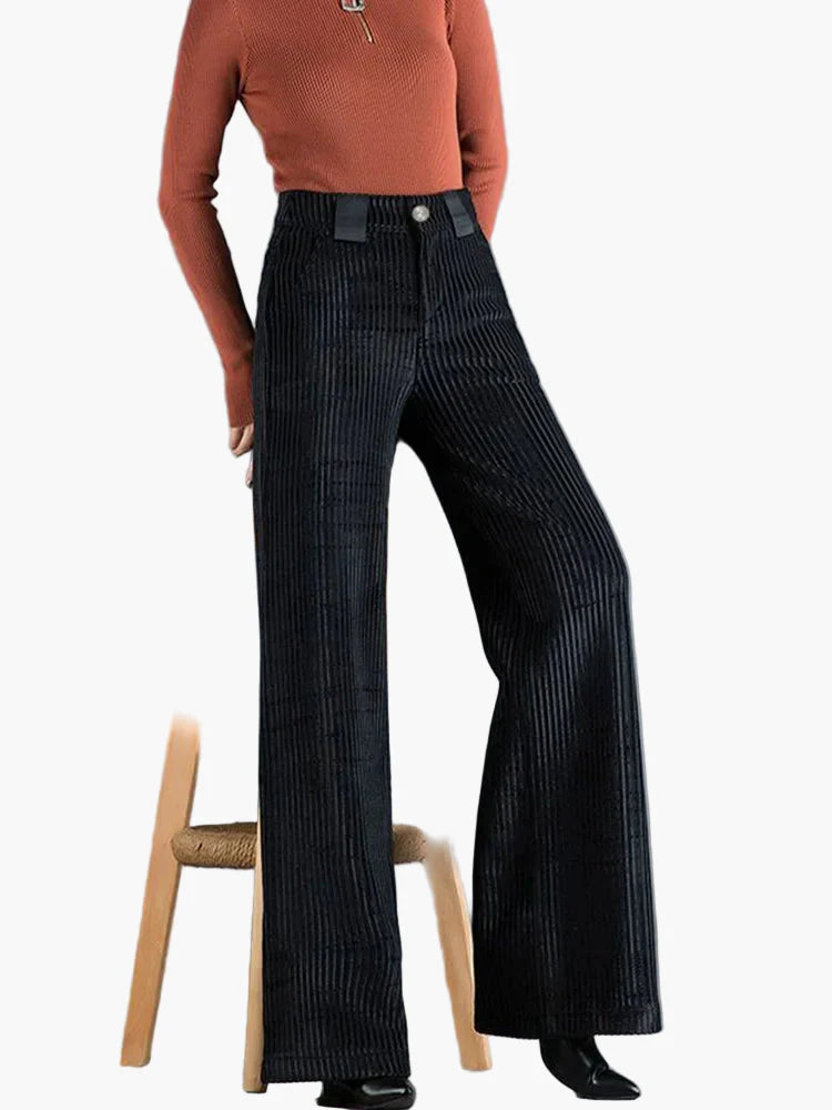 Damen Cord Schlaghose Elegant Weites Bein Freizeit Business