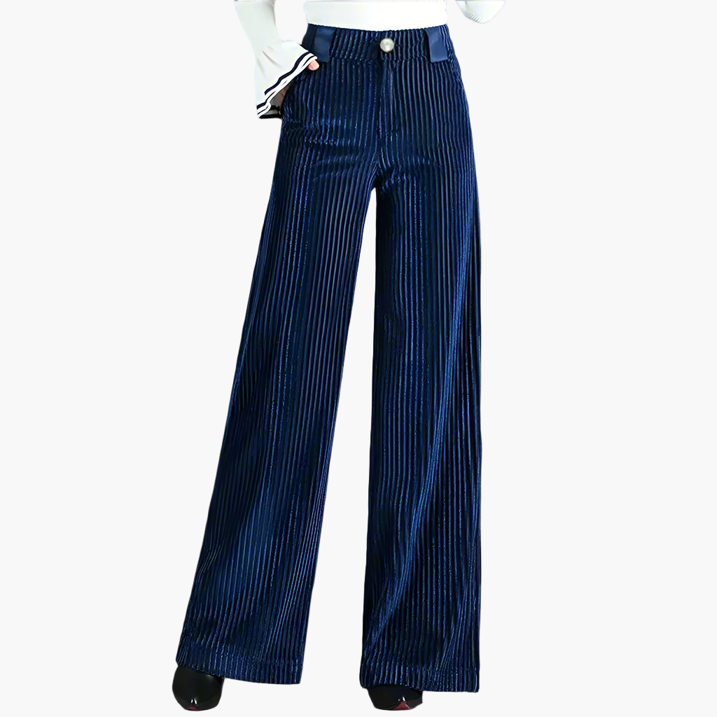 Damen Cord Schlaghose Elegant Weites Bein Freizeit Business