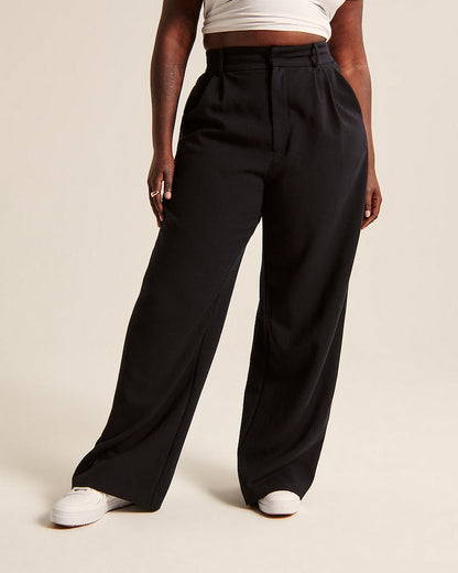 Kate – Weite Damenhose mit Hohem Bund und Taschen