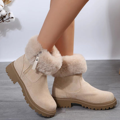 Nicola – Warme Plüschstiefel mit Seitenreißverschluss