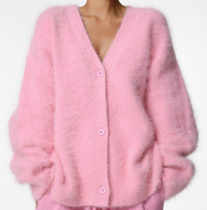 Mandy – Lockere Damen-Strickjacke mit V-Ausschnitt