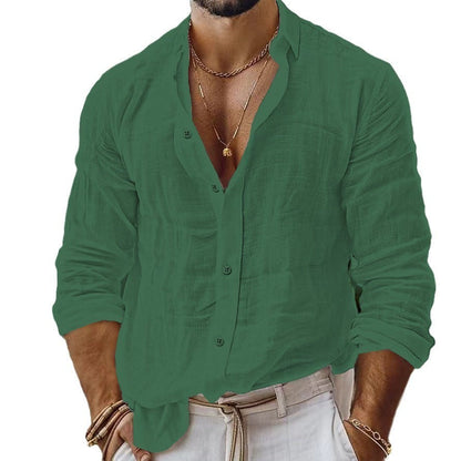 Fred – Herrenhemd aus Baumwoll-Leinen im Casual-Stil mit Langarm