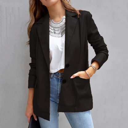 Ann – Langer Damen-PU-Cardigan mit Knöpfen