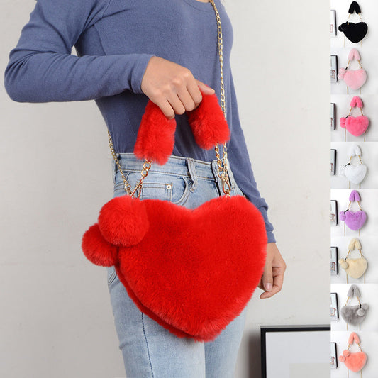 Phoebe – Herzformiger Plüsch-Handtasche für Damen