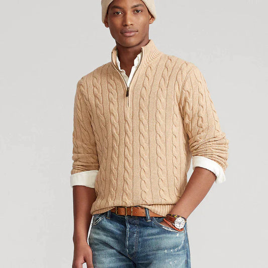 Herren Strickpullover mit Zopfmuster – Klassischer Freizeit- und Business-Look
